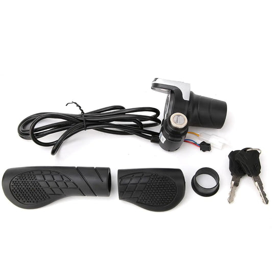 Jadeshay 36V E-Bike Twist Grip Throttle with LCD Display and Key Lock Universal Fit Easy Install Handlebar Power Indicator for Electric Bikes/Scooters/Motorcycles