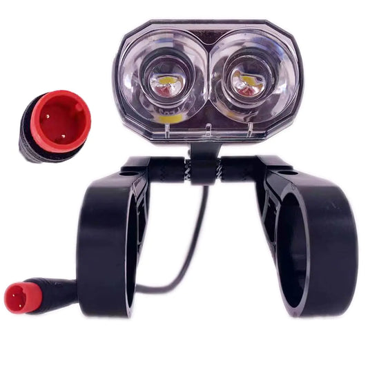 Electric Bike Headlight for Night Riding LED Front Light Suitable for 24V 36V 48V 60V Battery Controller Waterproof Headlight for E-Bikes with 2 Pins Male/Female Plug (2 pins Male)