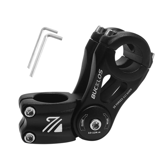 BUCKLOS Adjustable Bike Stem MTB 25.4mm 31.8mm 90/110/130/145mm 80 Degree Bike Stem Riser for Angle Adjustment Bicycle Handlebar Extension for Commuter Bikes E-Bike Mountain Road Bicycles