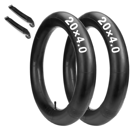 2-Pack 20×4 Fat Tire Bike Tubes: 20" Bicycle Inner Tube with Schrader Valve Premium Butyl Rubber Tubes with 2 Tire Levers for E-Bike Electric Bicycle MTB Fat Beach Bikes